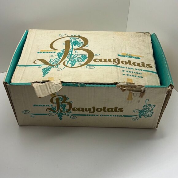 Vintage Oberglas Beaujolais Wine decanter and 6 glasses with original box - Picture 3 of 10